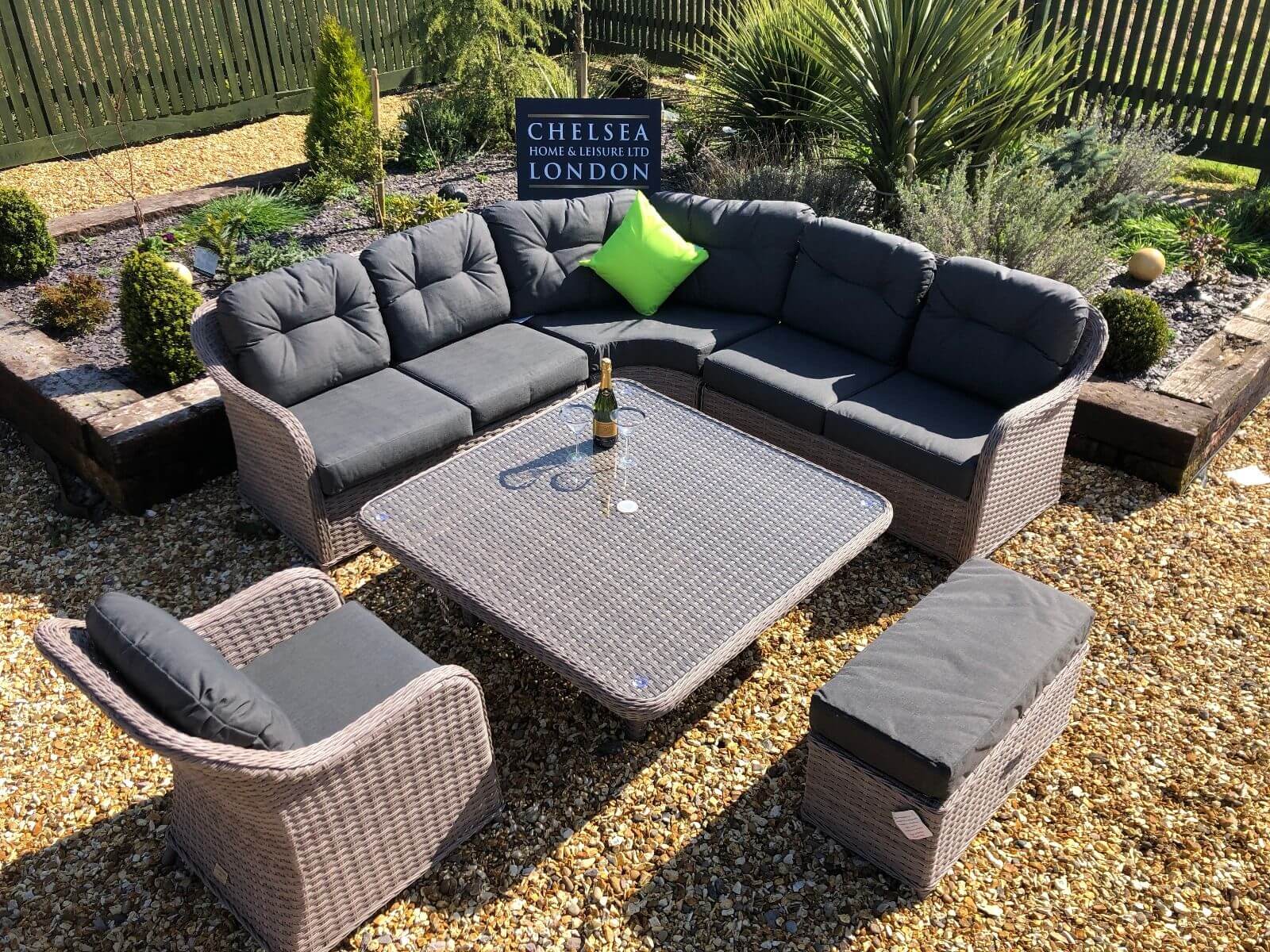 rattan garden table and 2 chairs