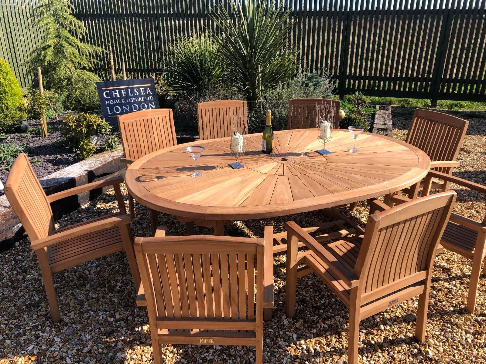 Garden Teak Table And Bench Set Furniture