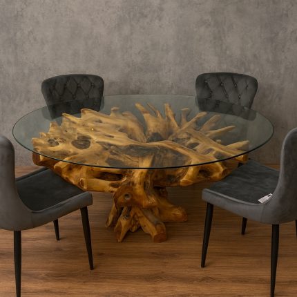 teak root dining table round