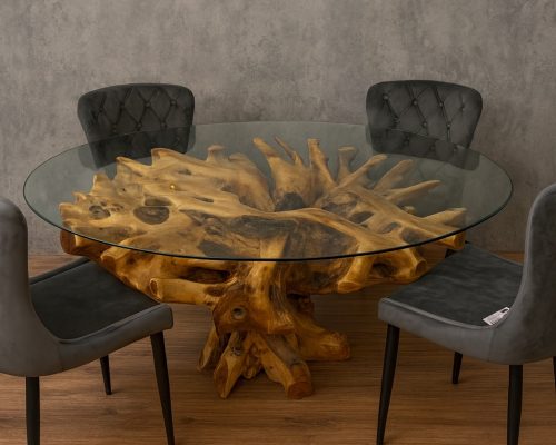 teak root dining table round