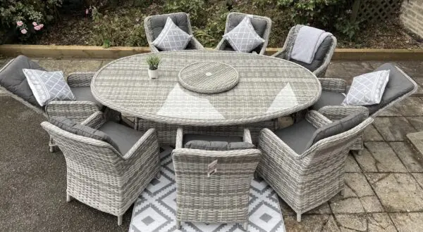 Rattan Garden Furniture Oval Set Reclined cropped