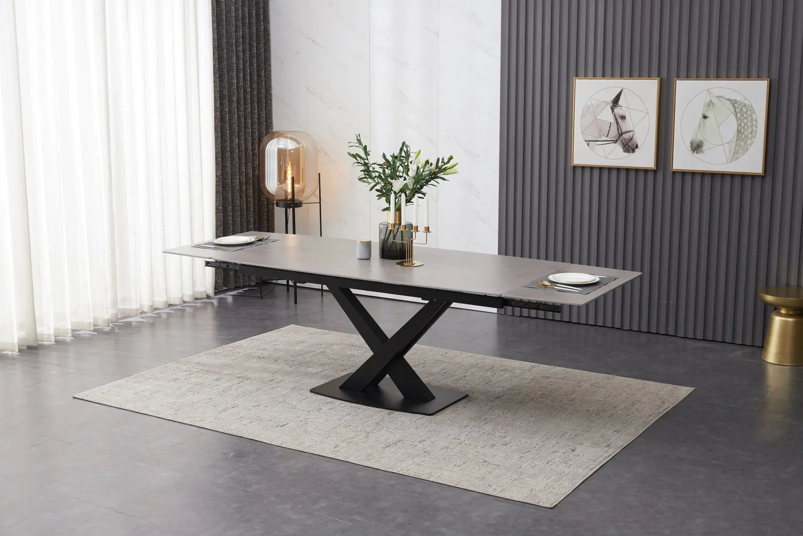 Extending Dining Table – Grey Ceramic - Chelsea Home and Leisure Ltd
