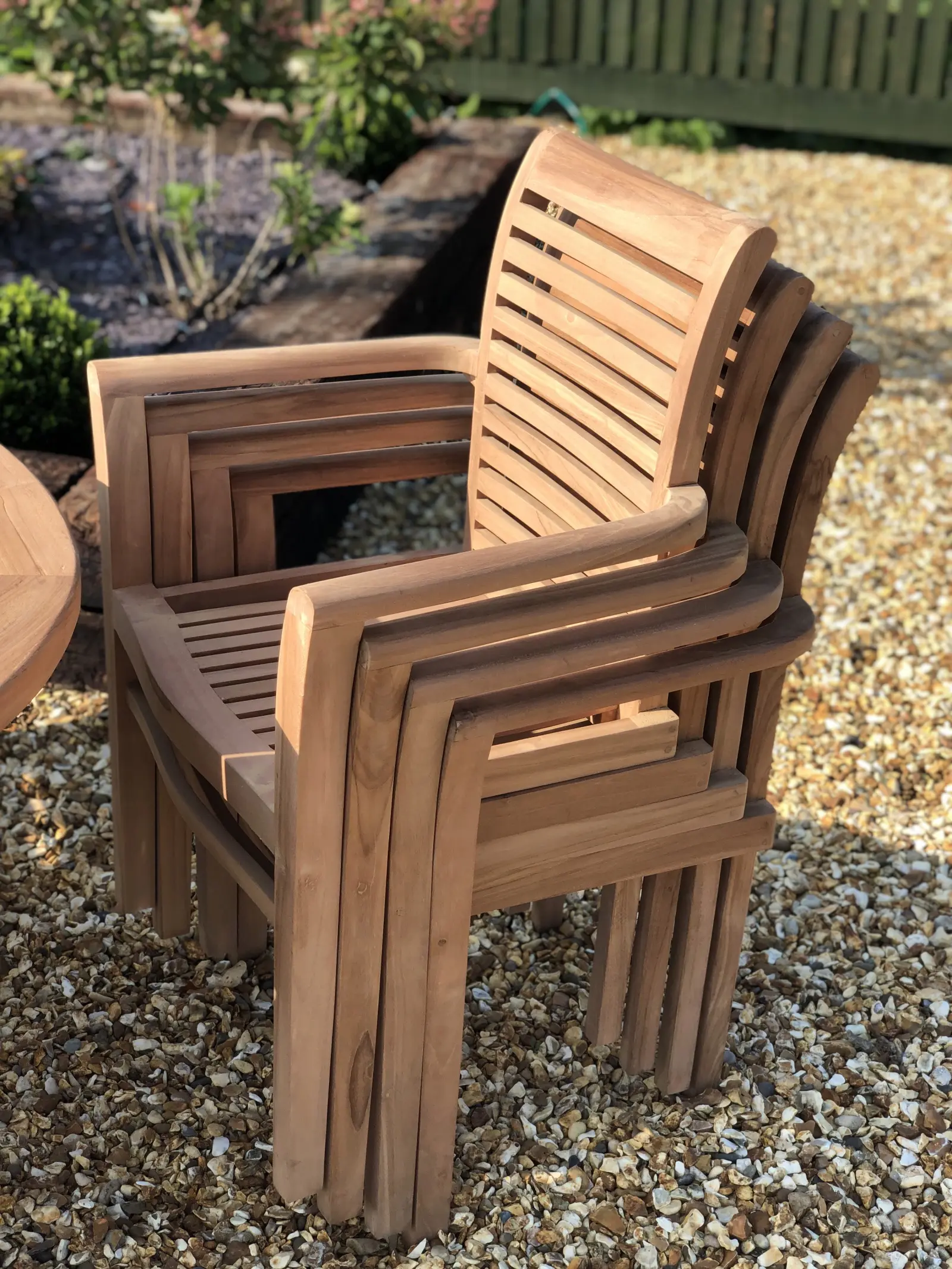 Teak Garden Furniture Folding Table With 6 Stacking chairs – Chelsea ...