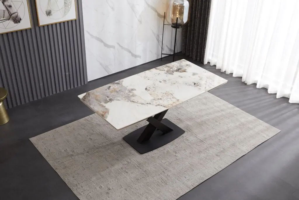 copper ceramic dining table gloss finish