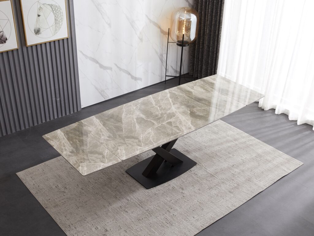 Ceramic Extending Table – Grey & White Gloss