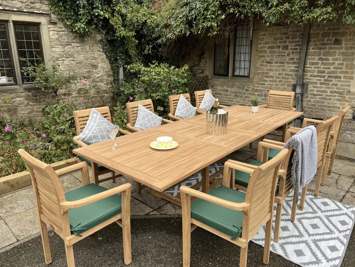 Teak Garden Furniture Rectangle Extending Table 10 Chelsea Home and