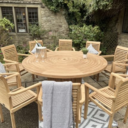 Teak Garden Furniture Round Table 10 chairs j