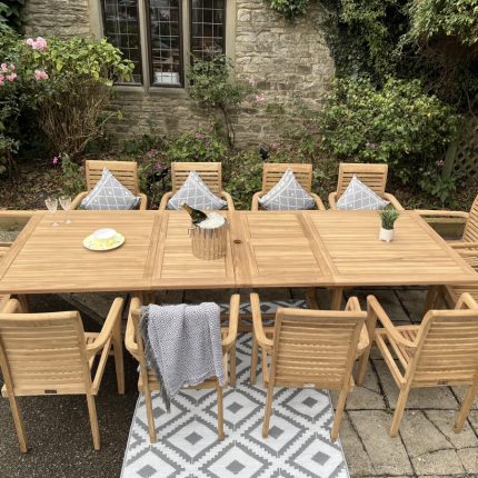 Teak Garden Furniture Rectangle Extending Table 12