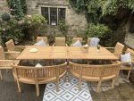 Teak Garden furniture Rec Table bench cushions
