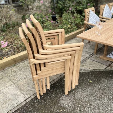 Teak Garden furniture Stacking chairs Rec table 1