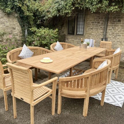 Teak Gardenn furniture 16 seater Chairs Benches