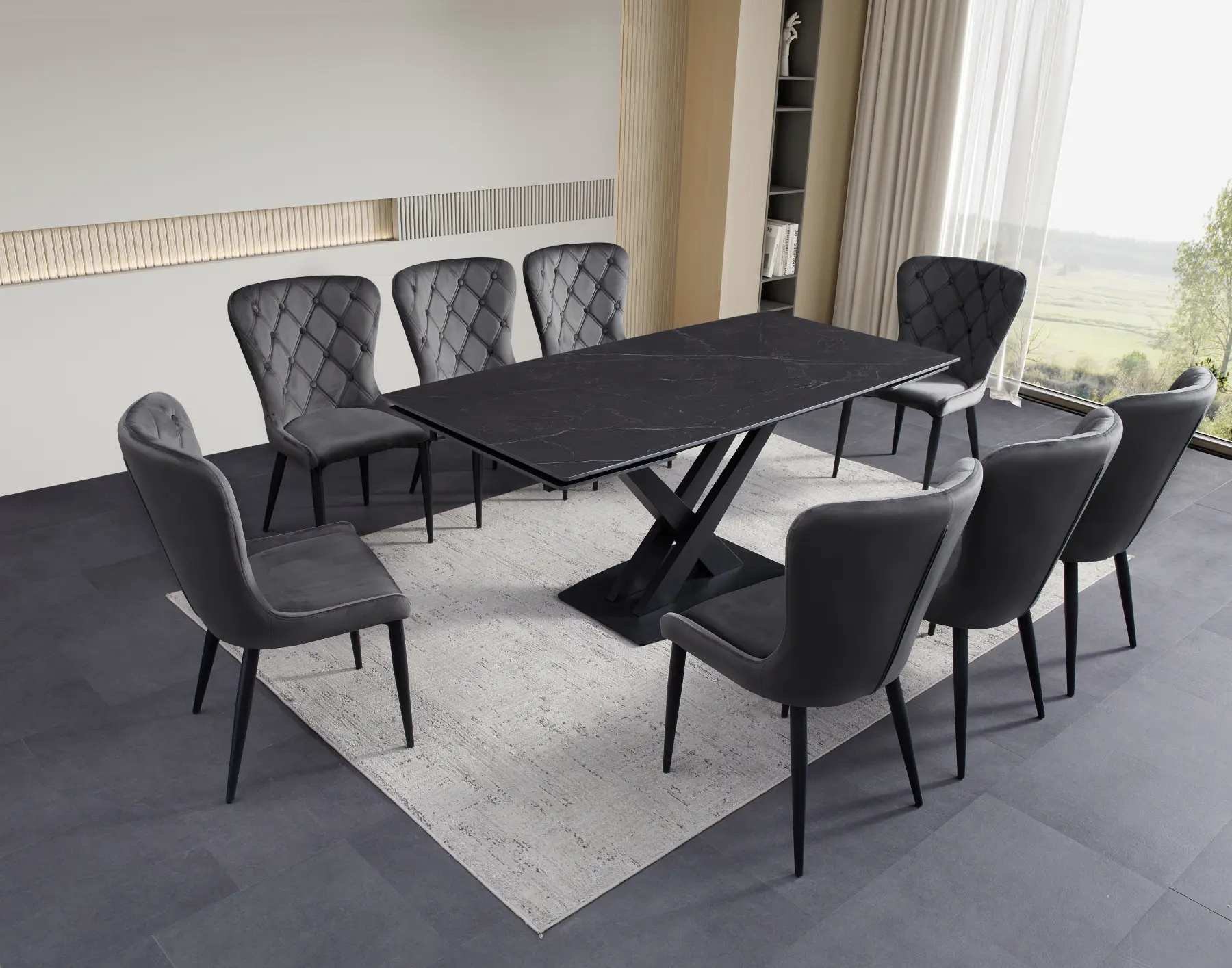 Anthracite grey store dining table