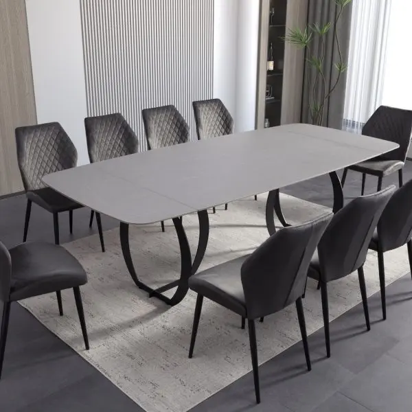 Ceramic dining tables grey with chairs