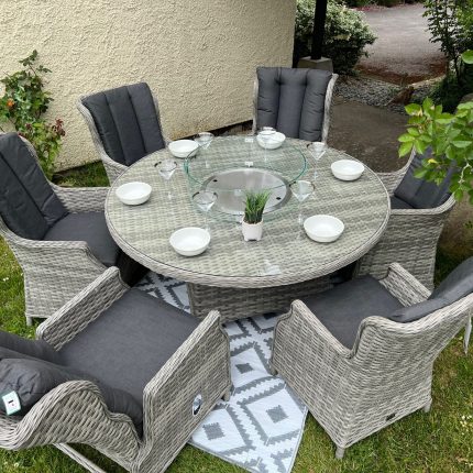 rattan fir pit set