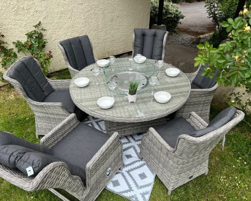 rattan fir pit set