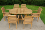 teak extending garden furniture set 6 chairs