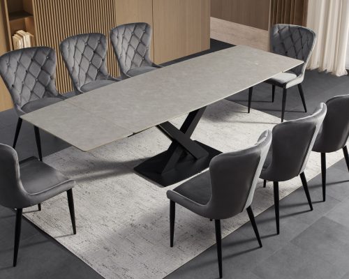 Grey Matte Ceramic Dining Table Set