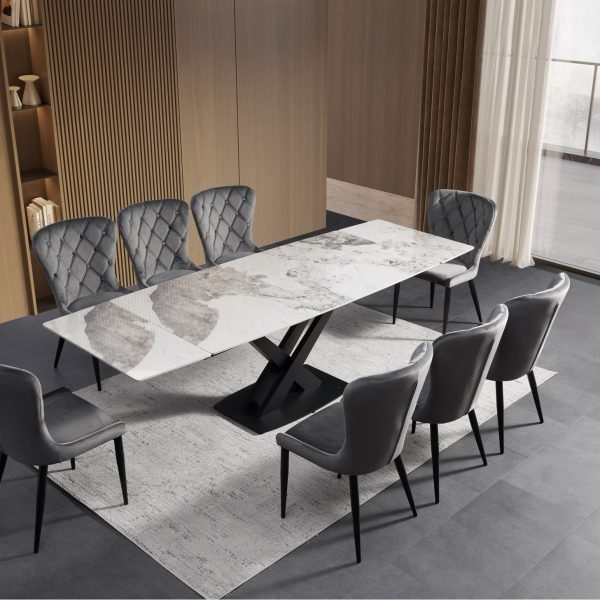 ceramic dining table white guild with premium chairs