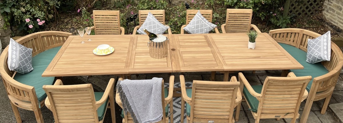 Teak Garden Furniture Rectangular Table Benches