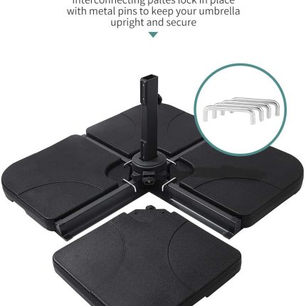 Heavy Duty Cantilever Parasol Base – 4pcs Square, 60kg