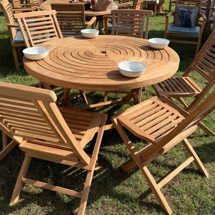 folding teak table with folding chairs